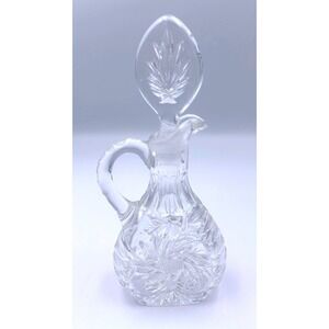 VTG Echt Bleikristall Lead Crystal Oil Vinegar Cruet Decanter with Stopper 7.25"